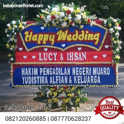 jual bunga papan happy wedding, bunga wedding, bunga papan pernikahan, bunga ucapan wedding